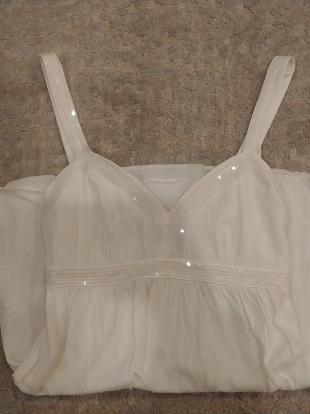Y2K BABYDOLL Express White Sequin-Trim Tank Top